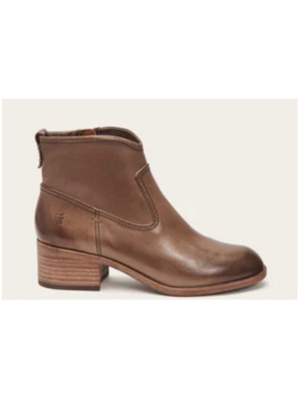 Frye Women’s 6 Brown Western Ankle Boot Bootie Claire Stacked Heel Zip Closure